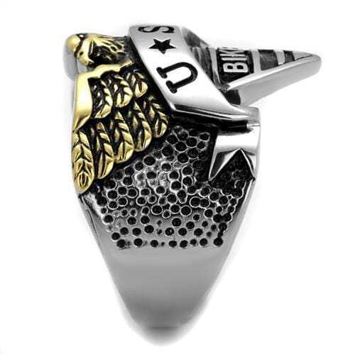 TK2327 - Two-Tone IP Gold (Ion Plating) Stainless Steel Ring with Epoxy in Jet - Alamode - Flyclothing LLC