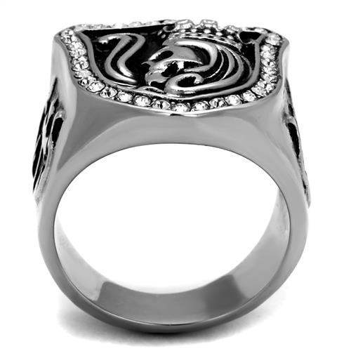 TK2328 - High polished (no plating) Stainless Steel Ring with Top Grade Crystal in Clear - Alamode - Flyclothing LLC