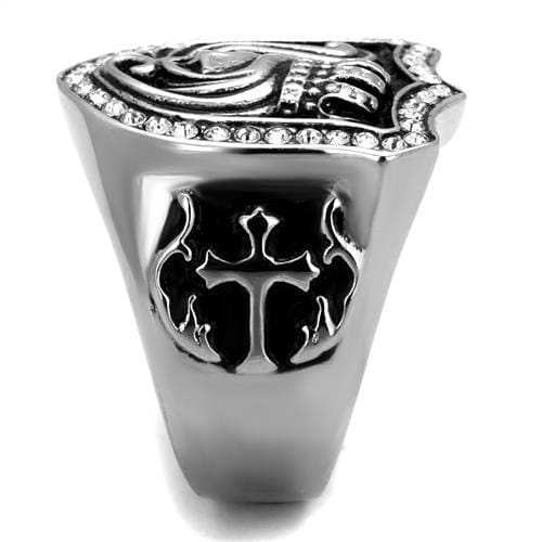 TK2328 - High polished (no plating) Stainless Steel Ring with Top Grade Crystal in Clear - Alamode - Flyclothing LLC