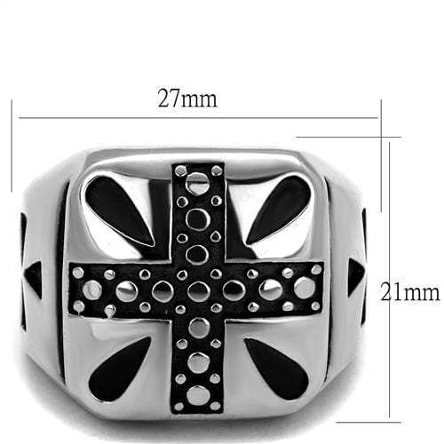 TK2331 - High polished (no plating) Stainless Steel Ring with Epoxy in Jet - Alamode - Flyclothing LLC