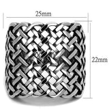 TK2333 - High polished (no plating) Stainless Steel Ring with Epoxy  in Jet - Alamode