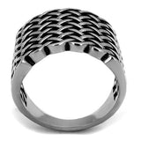 TK2333 - High polished (no plating) Stainless Steel Ring with Epoxy  in Jet - Alamode