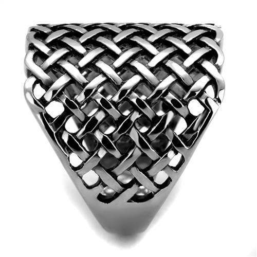 TK2333 - High polished (no plating) Stainless Steel Ring with Epoxy in Jet - Alamode - Flyclothing LLC
