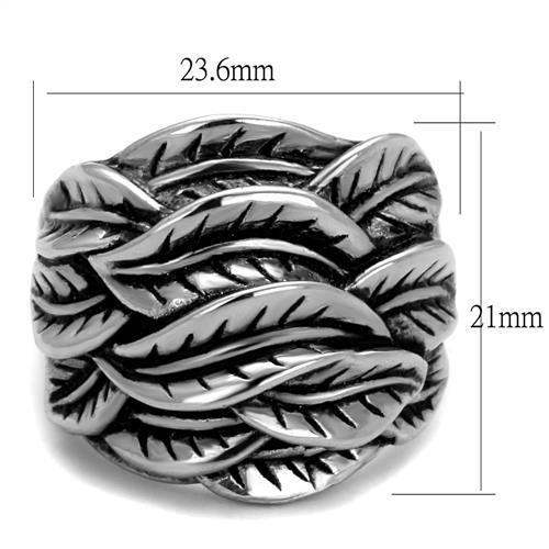 TK2336 - High polished (no plating) Stainless Steel Ring with Epoxy in Jet - Alamode - Flyclothing LLC