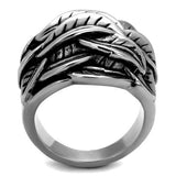 TK2336 - High polished (no plating) Stainless Steel Ring with Epoxy  in Jet - Alamode