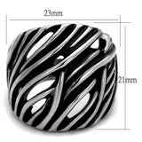 TK2338 - High polished (no plating) Stainless Steel Ring with Epoxy  in Jet - Alamode