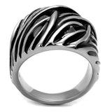 TK2338 - High polished (no plating) Stainless Steel Ring with Epoxy  in Jet - Alamode
