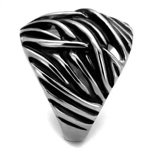 TK2338 - High polished (no plating) Stainless Steel Ring with Epoxy in Jet - Alamode - Flyclothing LLC