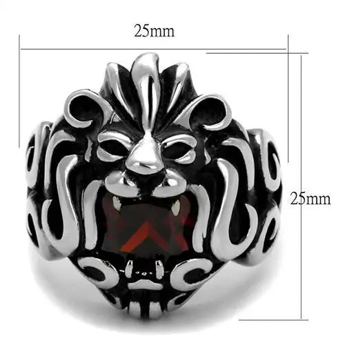 TK2339 - High polished (no plating) Stainless Steel Ring with AAA Grade CZ in Garnet - Alamode - Flyclothing LLC