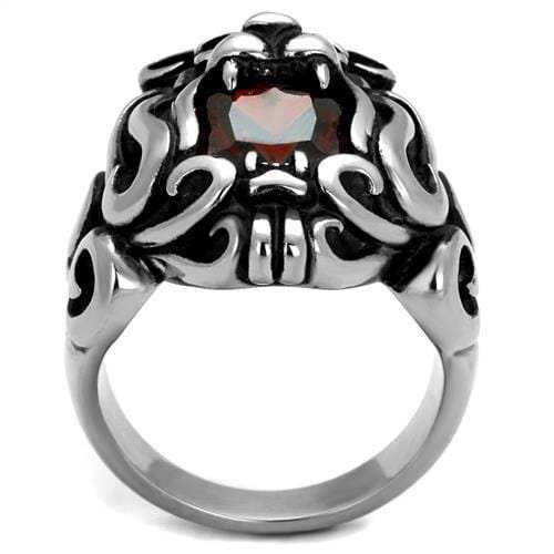 TK2339 - High polished (no plating) Stainless Steel Ring with AAA Grade CZ in Garnet - Alamode - Flyclothing LLC