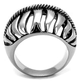 TK2341 - High polished (no plating) Stainless Steel Ring with Epoxy  in Jet - Alamode