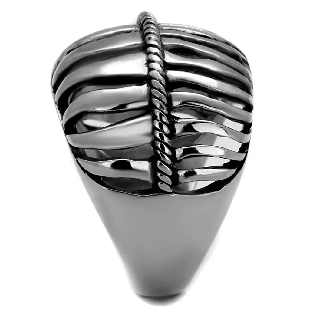 TK2341 - High polished (no plating) Stainless Steel Ring with Epoxy in Jet - Alamode - Flyclothing LLC
