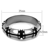 TK2342 - High polished (no plating) Stainless Steel Ring with Epoxy  in Jet - Alamode