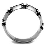 TK2342 - High polished (no plating) Stainless Steel Ring with Epoxy  in Jet - Alamode