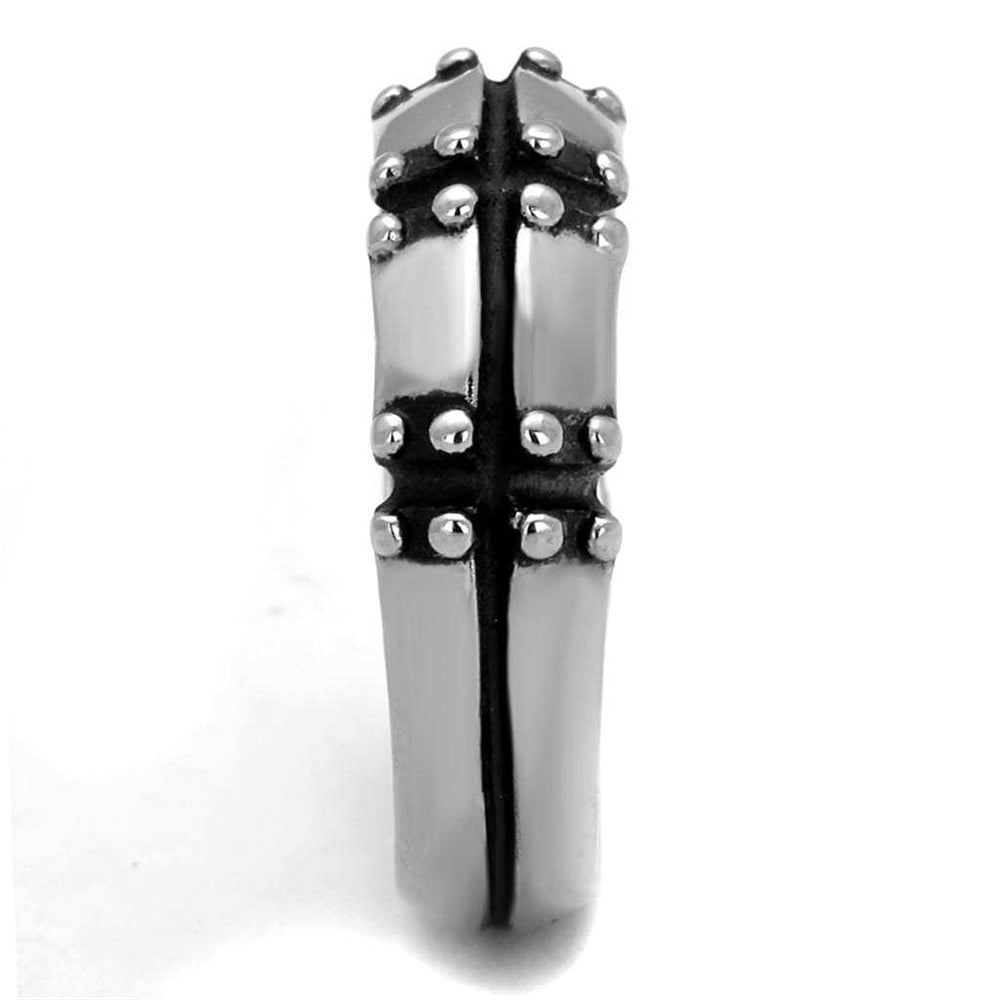 TK2342 - High polished (no plating) Stainless Steel Ring with Epoxy in Jet - Alamode - Flyclothing LLC