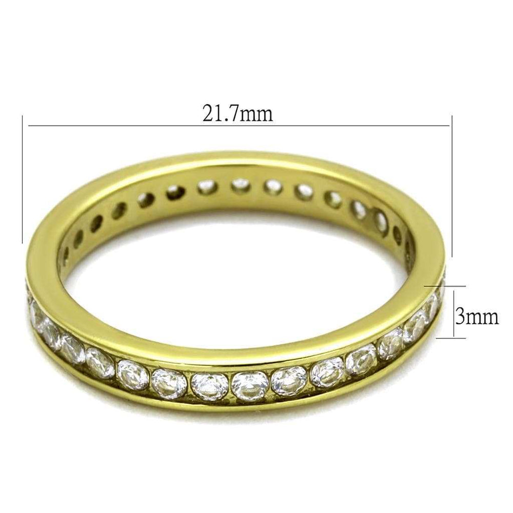 TK2343G - IP Gold(Ion Plating) Stainless Steel Ring with AAA Grade CZ in Clear - Alamode - Flyclothing LLC