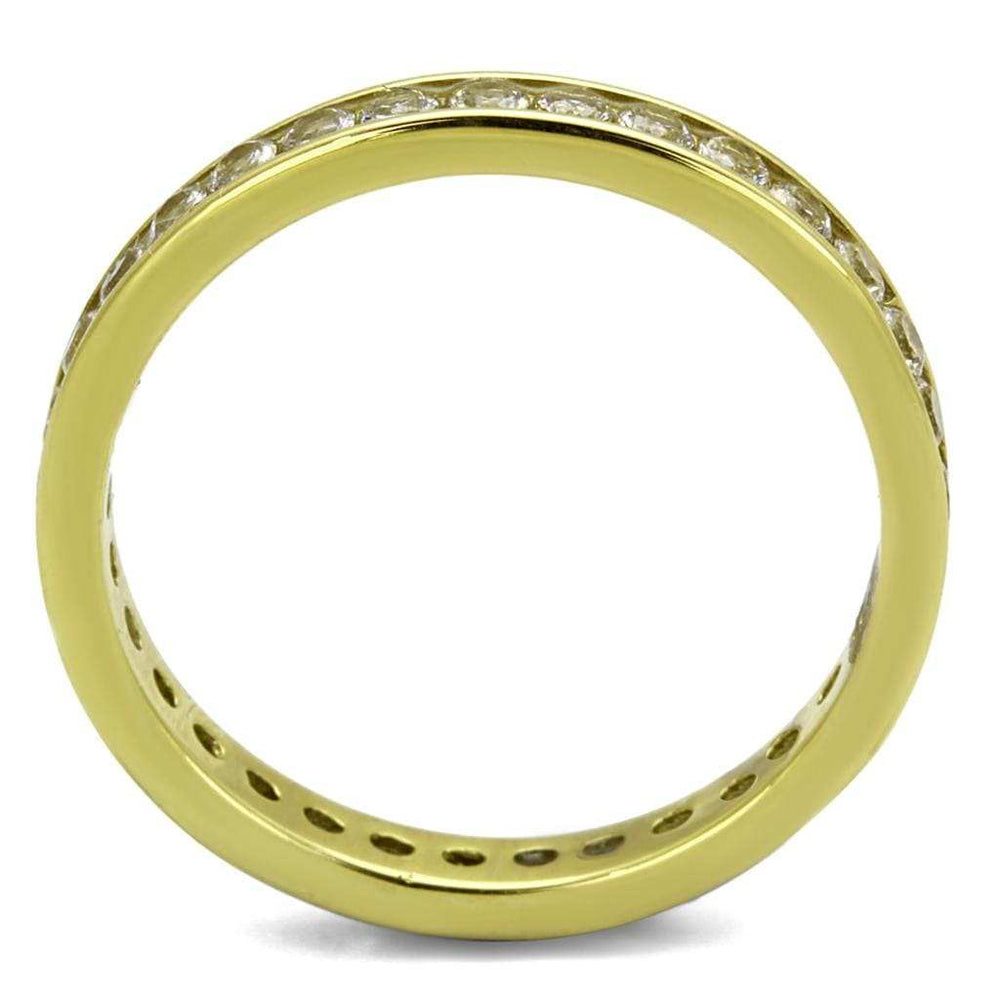 TK2343G - IP Gold(Ion Plating) Stainless Steel Ring with AAA Grade CZ in Clear - Alamode - Flyclothing LLC