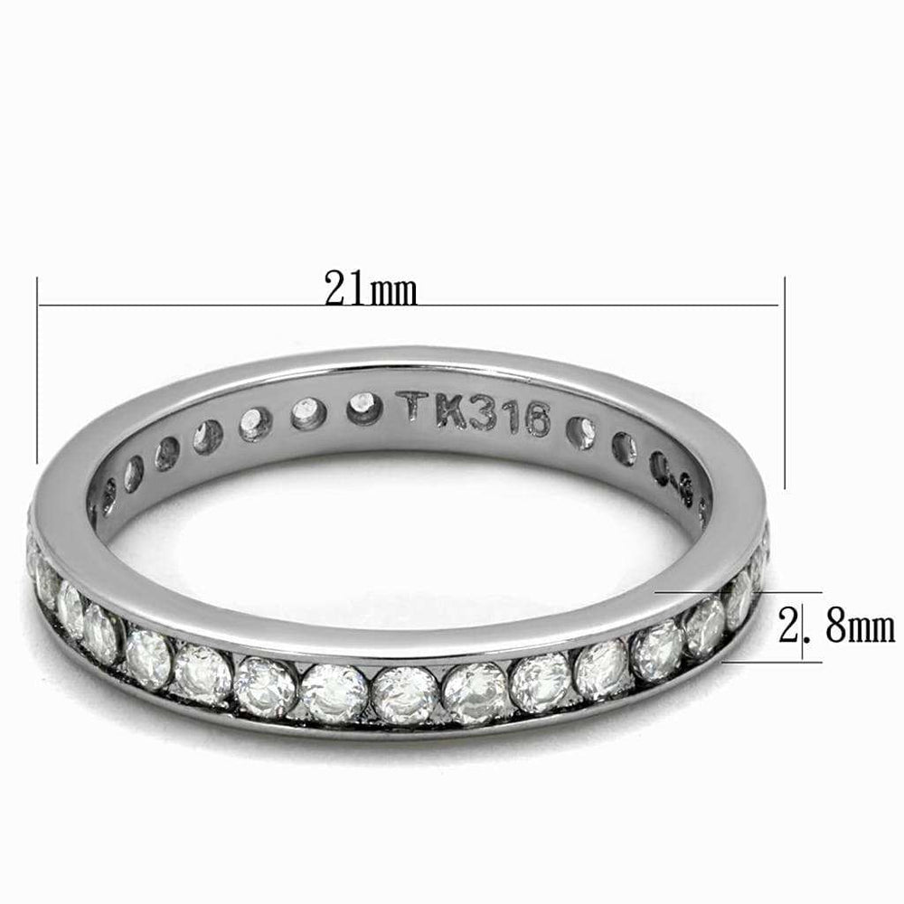 TK2343 - High polished (no plating) Stainless Steel Ring with AAA Grade CZ in Clear - Alamode - Flyclothing LLC