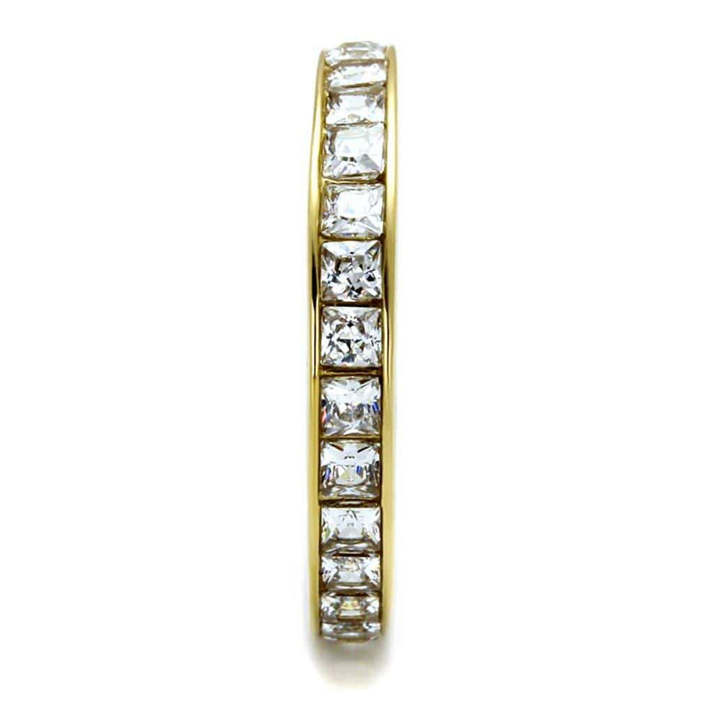TK2344G - IP Gold(Ion Plating) Stainless Steel Ring with AAA Grade CZ in Clear - Alamode - Flyclothing LLC