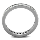 High polished (no plating) Stainless Steel Ring with AAA Grade CZ in Clear - Alamode - Flyclothing LLC