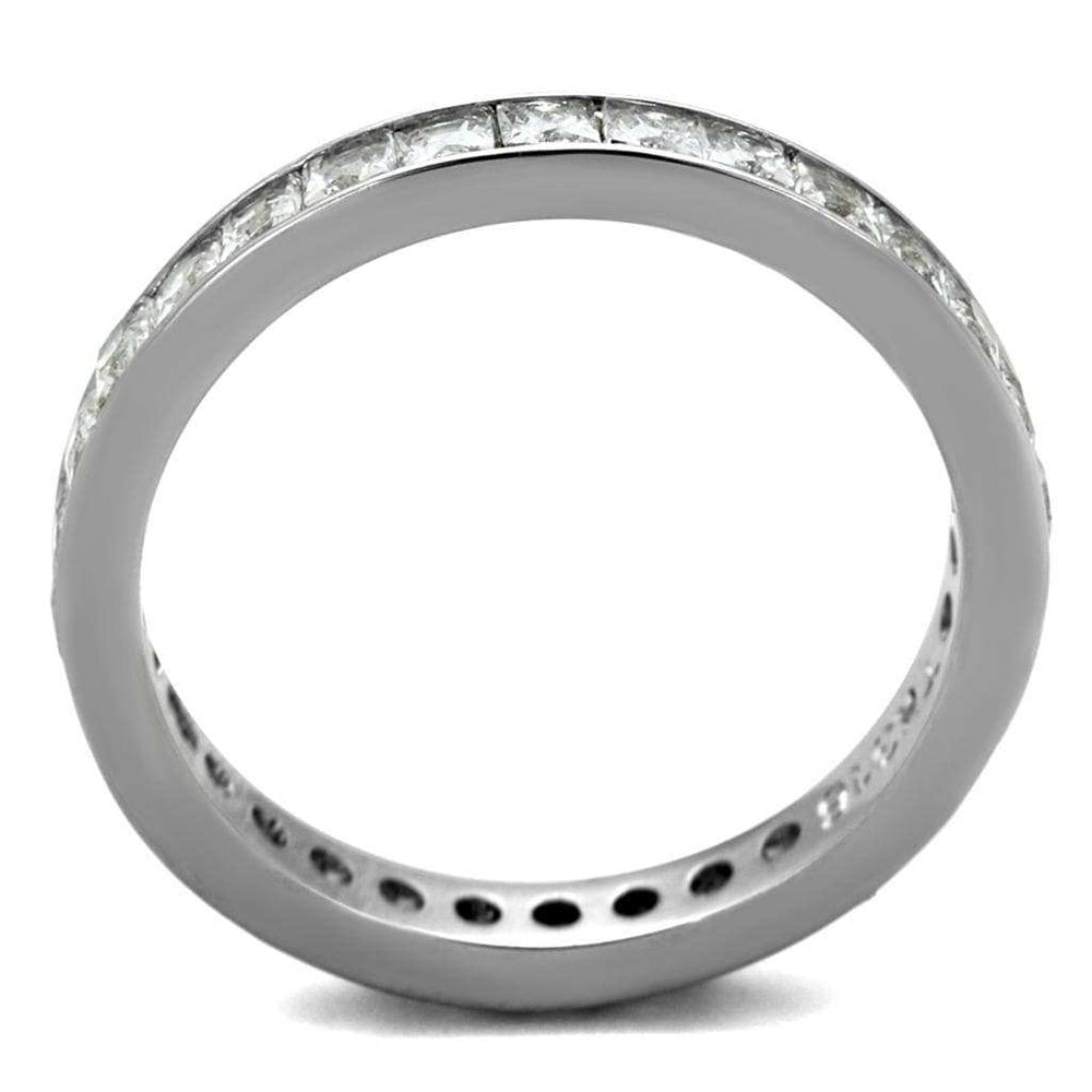 TK2344 - High polished (no plating) Stainless Steel Ring with AAA Grade CZ in Clear - Alamode - Flyclothing LLC