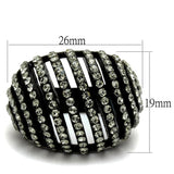 TK2345 - IP Black(Ion Plating) Stainless Steel Ring with Top Grade Crystal  in Black Diamond - Alamode