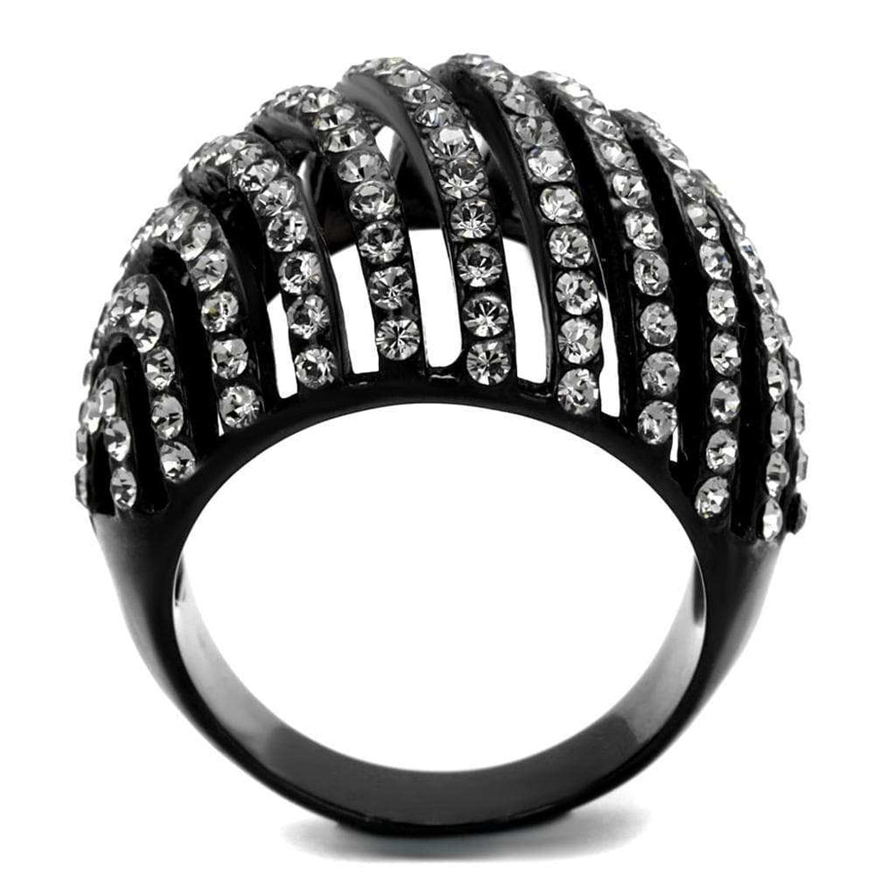 TK2345 - IP Black(Ion Plating) Stainless Steel Ring with Top Grade Crystal in Black Diamond - Alamode - Flyclothing LLC