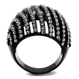 TK2345 - IP Black(Ion Plating) Stainless Steel Ring with Top Grade Crystal  in Black Diamond - Alamode