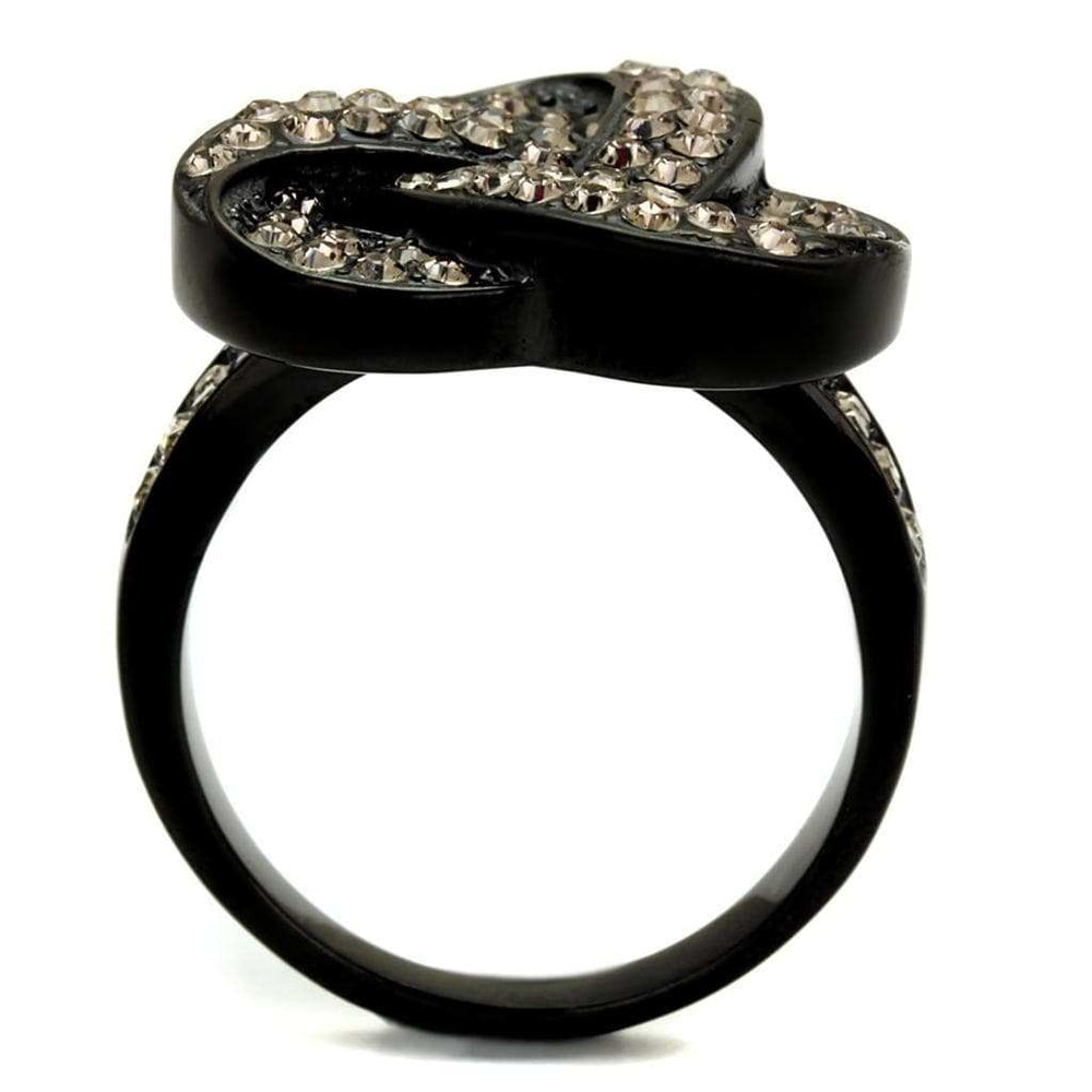 TK2347 - IP Black(Ion Plating) Stainless Steel Ring with Top Grade Crystal in Light Smoked - Alamode - Flyclothing LLC