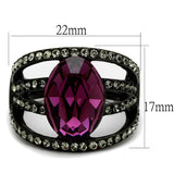 TK2348 - IP Black(Ion Plating) Stainless Steel Ring with Top Grade Crystal  in Amethyst - Alamode