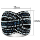 TK2352 - IP Black(Ion Plating) Stainless Steel Ring with Top Grade Crystal in Montana - Alamode - Flyclothing LLC