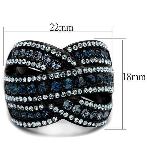 TK2352 - IP Black(Ion Plating) Stainless Steel Ring with Top Grade Crystal in Montana - Alamode - Flyclothing LLC