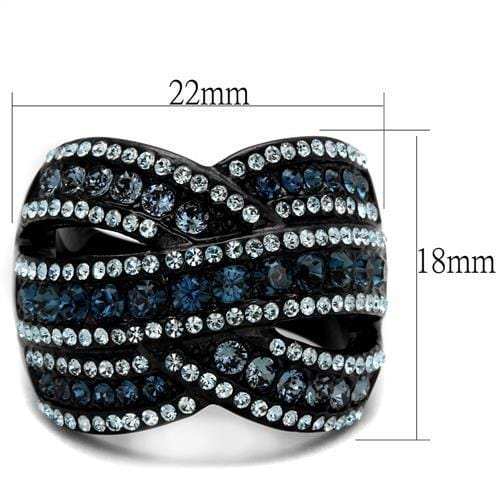 TK2352 - IP Black(Ion Plating) Stainless Steel Ring with Top Grade Crystal in Montana - Alamode - Flyclothing LLC