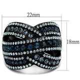 TK2352 - IP Black(Ion Plating) Stainless Steel Ring with Top Grade Crystal in Montana - Alamode - Flyclothing LLC