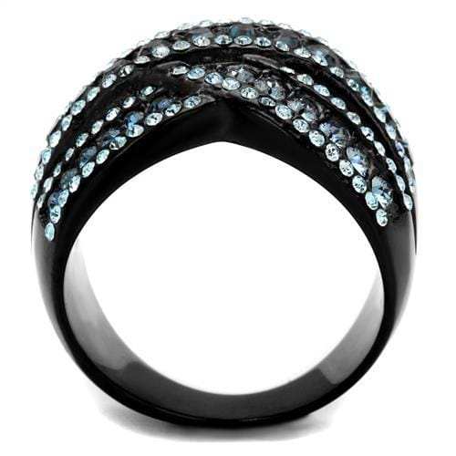 TK2352 - IP Black(Ion Plating) Stainless Steel Ring with Top Grade Crystal in Montana - Alamode - Flyclothing LLC