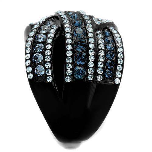TK2352 - IP Black(Ion Plating) Stainless Steel Ring with Top Grade Crystal in Montana - Alamode - Flyclothing LLC