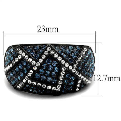 TK2353 - IP Black(Ion Plating) Stainless Steel Ring with Top Grade Crystal in Montana - Alamode - Flyclothing LLC