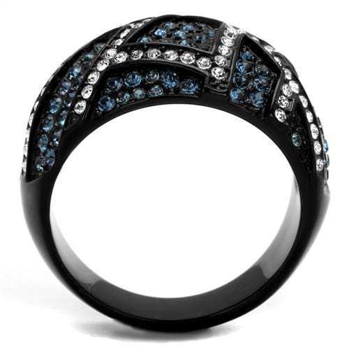 TK2353 - IP Black(Ion Plating) Stainless Steel Ring with Top Grade Crystal in Montana - Alamode - Flyclothing LLC