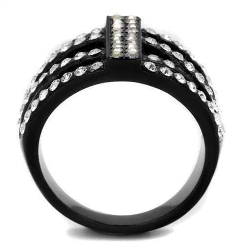 TK2354 - IP Black(Ion Plating) Stainless Steel Ring with Top Grade Crystal in Clear - Alamode - Flyclothing LLC