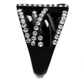 TK2354 - IP Black(Ion Plating) Stainless Steel Ring with Top Grade Crystal in Clear - Alamode - Flyclothing LLC