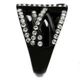 TK2354 - IP Black(Ion Plating) Stainless Steel Ring with Top Grade Crystal in Clear - Alamode - Flyclothing LLC