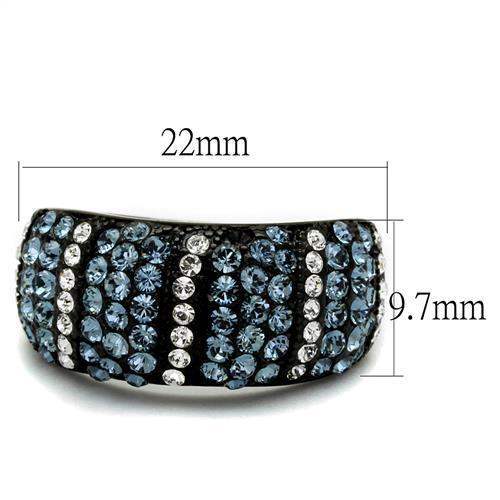 TK2355 - IP Black(Ion Plating) Stainless Steel Ring with Top Grade Crystal in Montana - Alamode - Flyclothing LLC