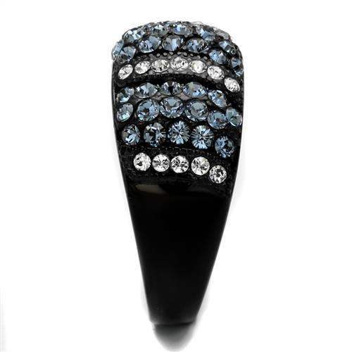 TK2355 - IP Black(Ion Plating) Stainless Steel Ring with Top Grade Crystal in Montana - Alamode - Flyclothing LLC