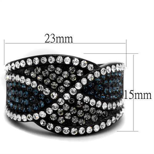TK2357 - IP Black(Ion Plating) Stainless Steel Ring with Top Grade Crystal in Montana - Alamode - Flyclothing LLC