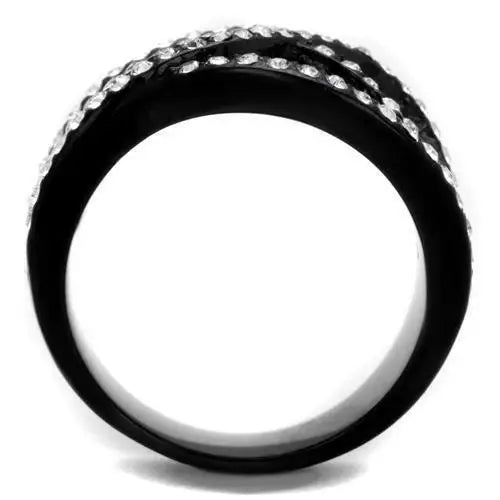 TK2357 - IP Black(Ion Plating) Stainless Steel Ring with Top Grade Crystal in Montana - Alamode - Flyclothing LLC