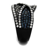 TK2357 - IP Black(Ion Plating) Stainless Steel Ring with Top Grade Crystal in Montana - Alamode - Flyclothing LLC