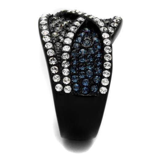 TK2357 - IP Black(Ion Plating) Stainless Steel Ring with Top Grade Crystal in Montana - Alamode - Flyclothing LLC