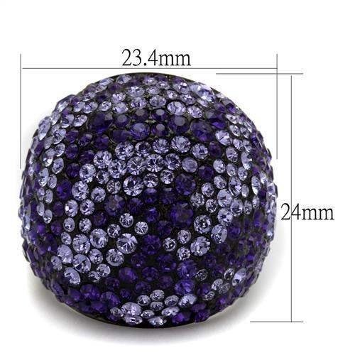 TK2358 - IP Black(Ion Plating) Stainless Steel Ring with Top Grade Crystal in Tanzanite - Alamode - Flyclothing LLC