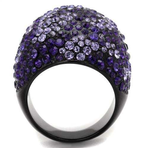 TK2358 - IP Black(Ion Plating) Stainless Steel Ring with Top Grade Crystal in Tanzanite - Alamode - Flyclothing LLC