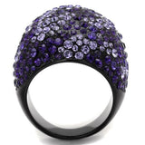 TK2358 - IP Black(Ion Plating) Stainless Steel Ring with Top Grade Crystal  in Tanzanite - Alamode